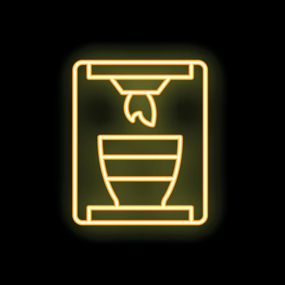 Neon yellow coffee machine preparing espresso using paper filter vector
