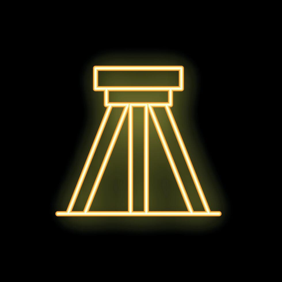 Neon yellow hanging lamp shining on black background vector