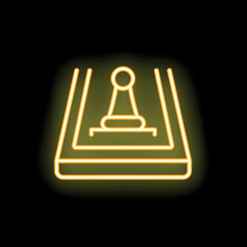 Neon arcade joystick icon glowing on dark background vector