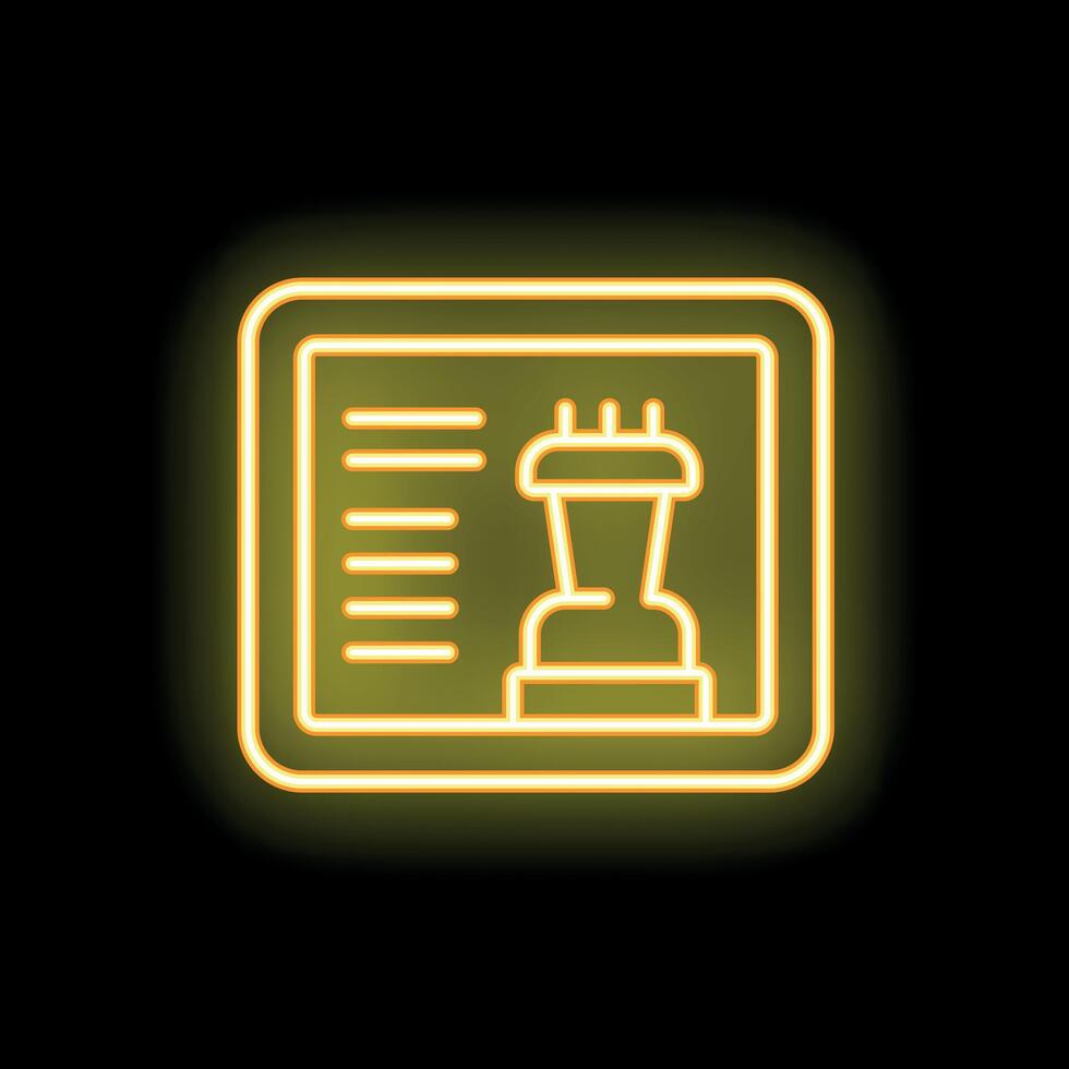 Neon yellow online chess game interface on black background vector