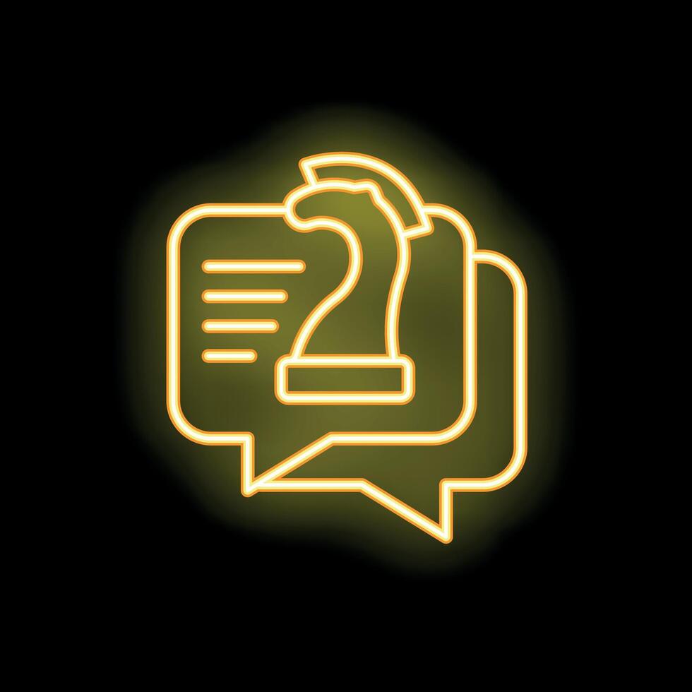 Neon icon of chess knight chatting in speech bubbles vector