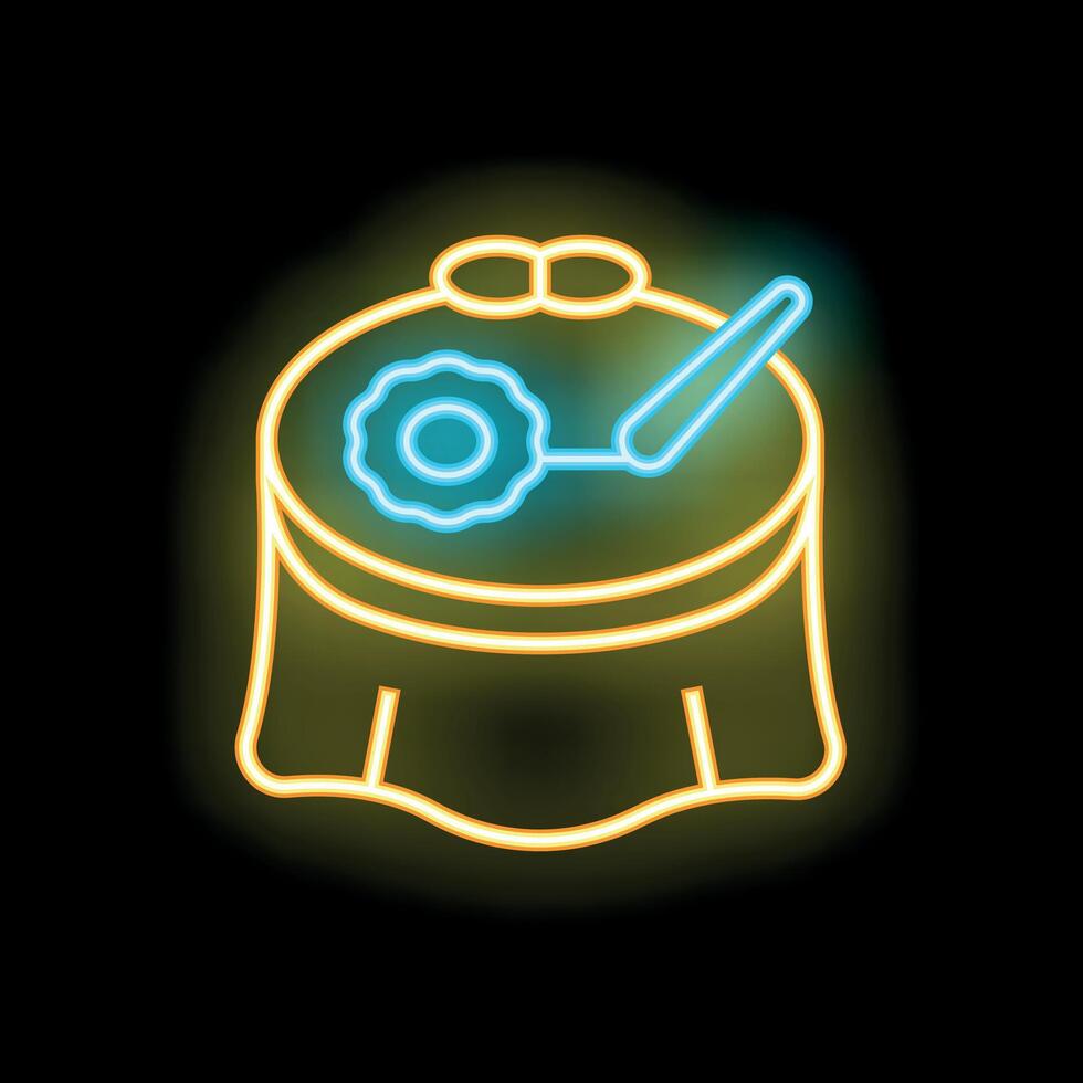 Neon sign representing a grinder disc cutting wood with sparks flying vector