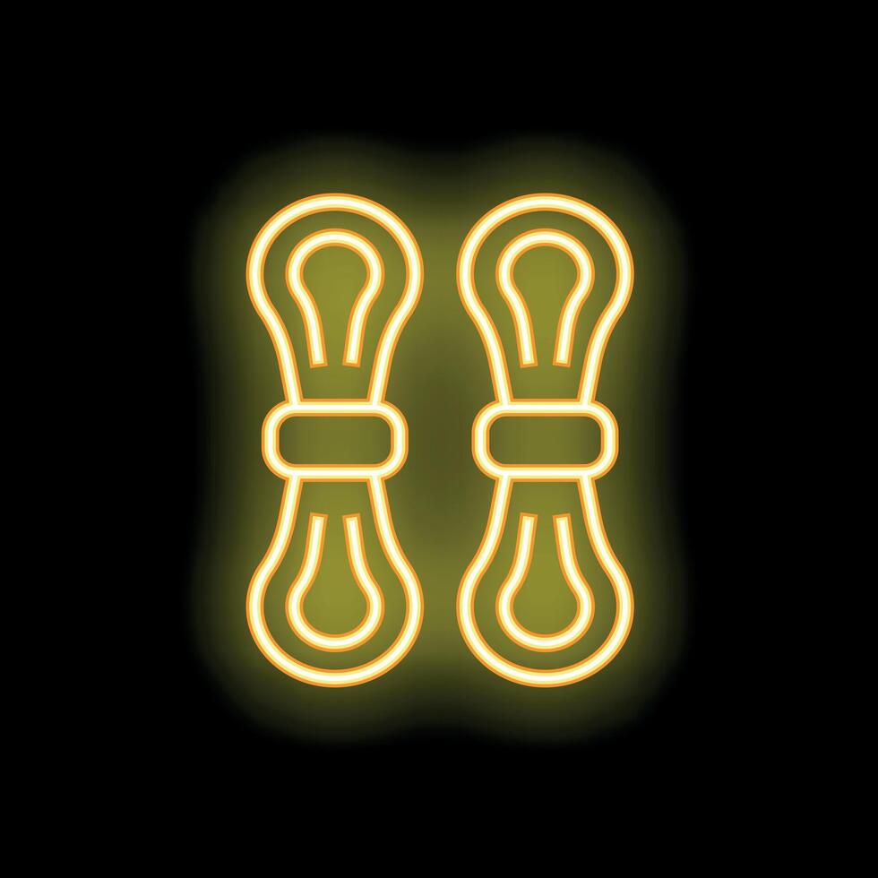 Neon yellow rope knot glowing on a black background vector