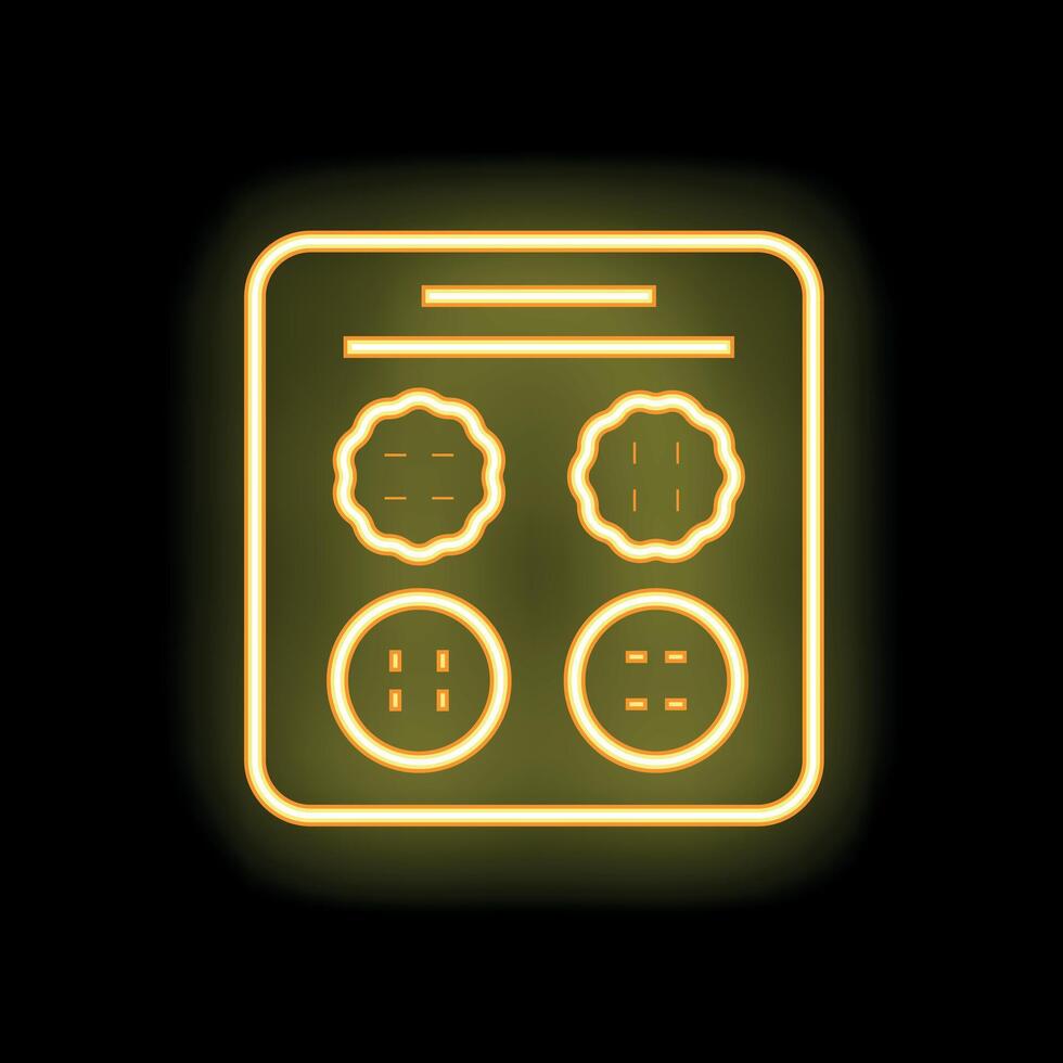 Neon sign showing eye test chart on black background vector