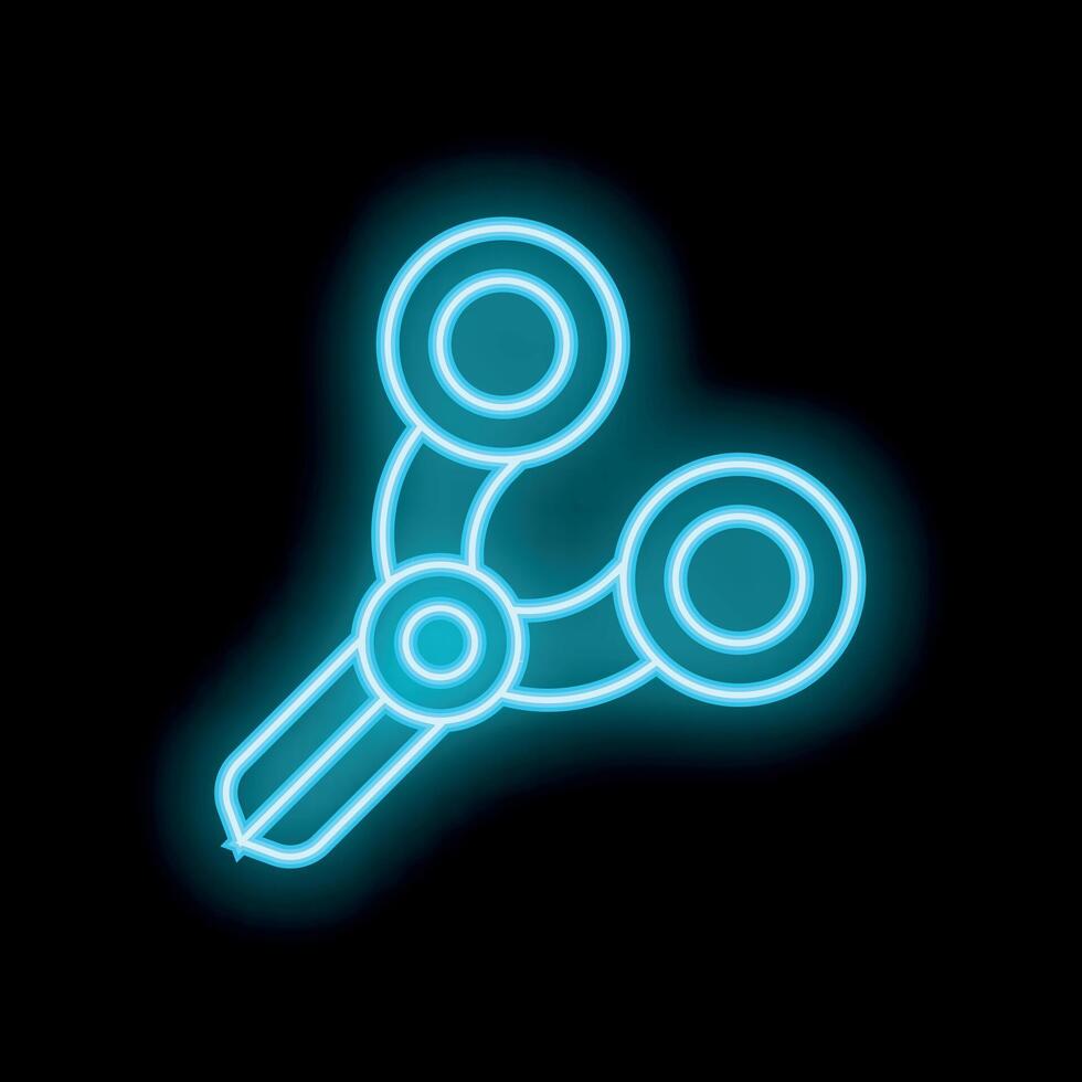 Blue neon icon of a slingshot glowing on a black background vector