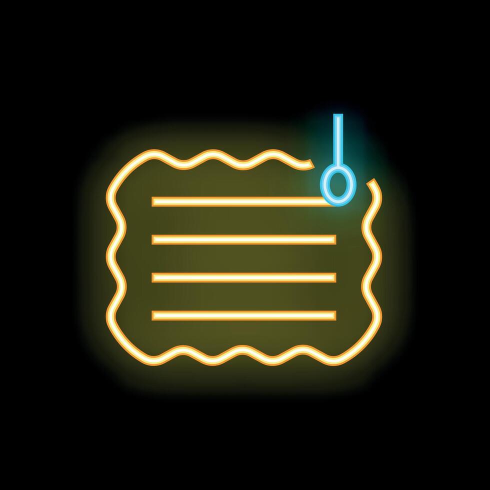 Neon sign showing a pinned note on a black background vector
