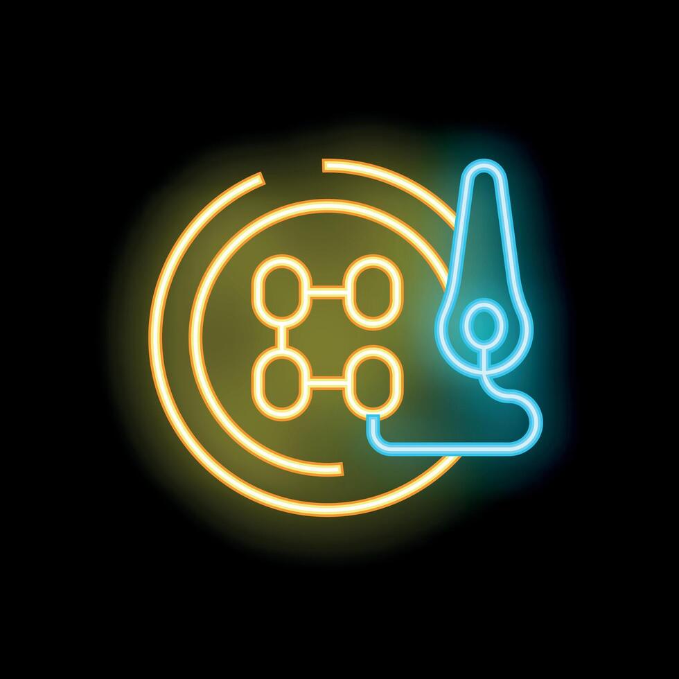 Neon sign representing virtual reality gaming experience with headset vector