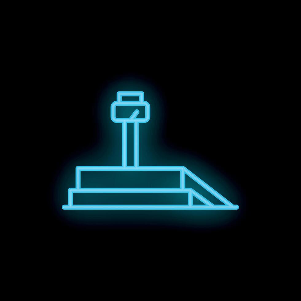 Blue neon icon of a skate park element, glowing on a black background vector