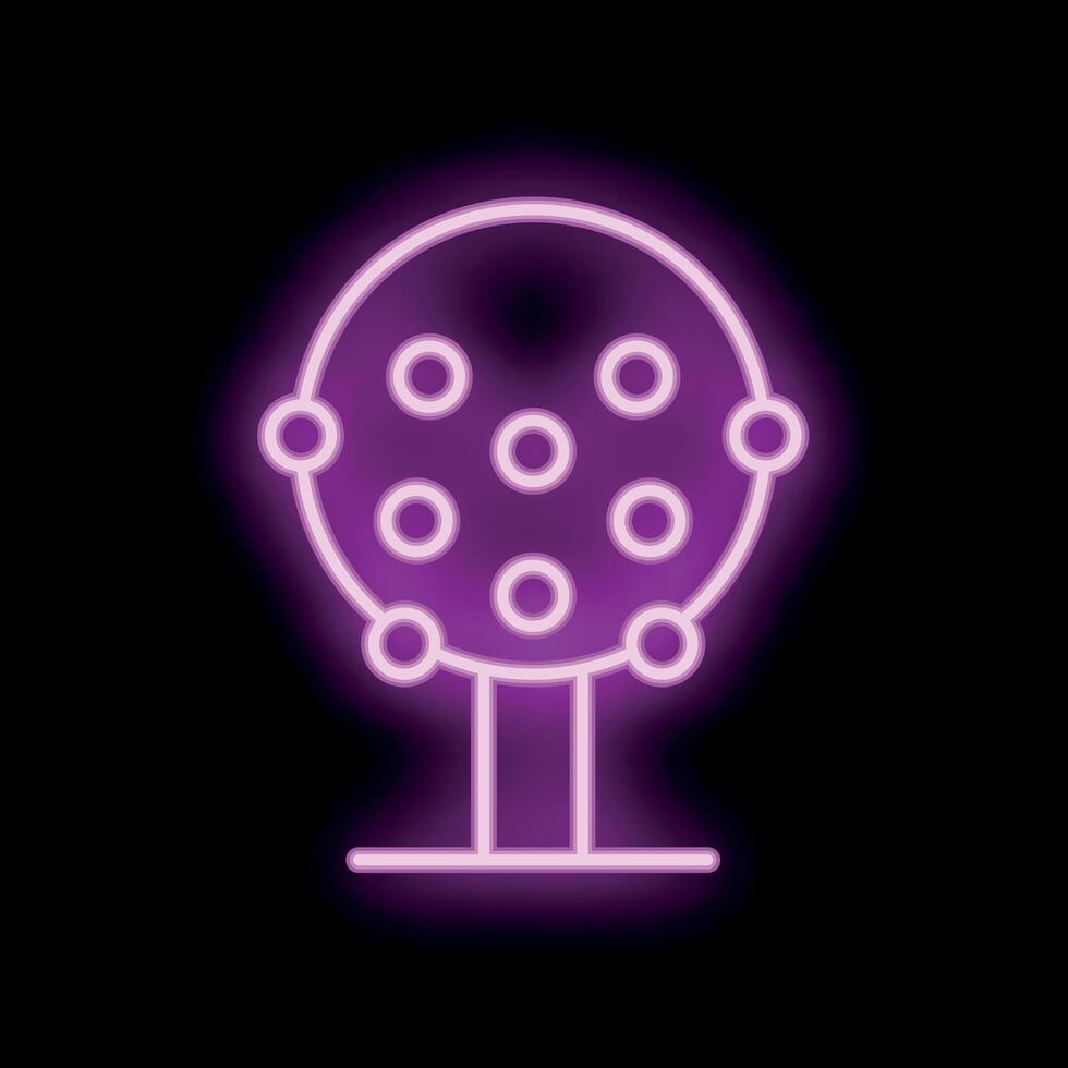 Neon sign representing a tree with a round crown on a black background vector
