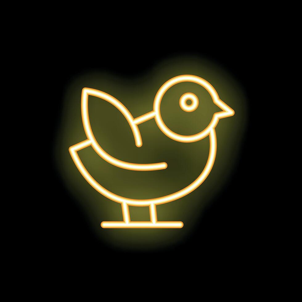 Neon icon of a bird shining brightly on black background vector