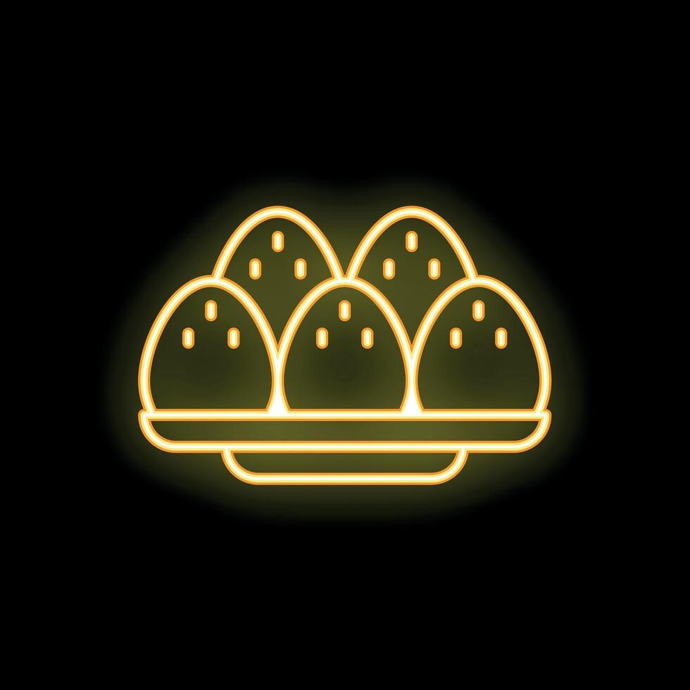 Neon icon of modak indian sweet dish on a plate glowing vector