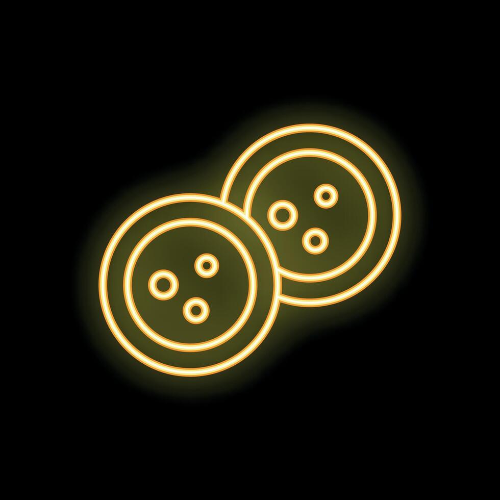 Two yellow neon buttons glowing on black background vector