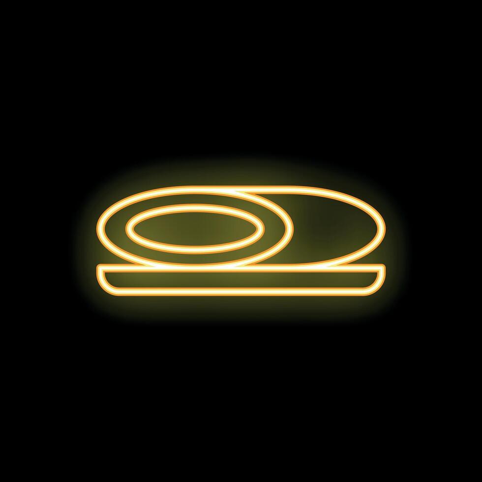 Yellow neon sign of rolled towel on tray vector