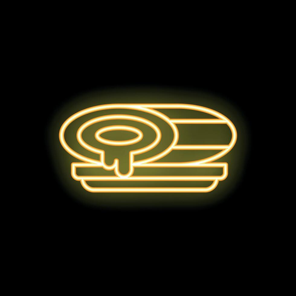 Neon sign of a delicious swiss roll cake on a plate vector