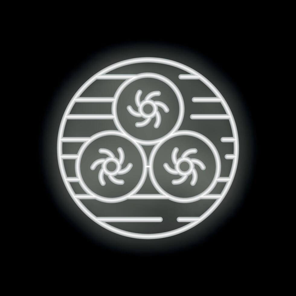 Neon icon of ventilation system with three rotating fans vector