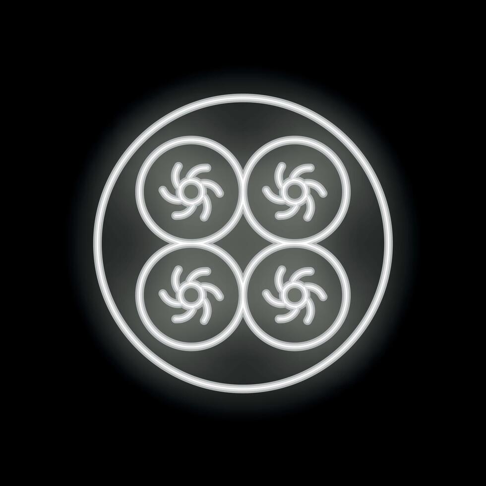 Neon icon representing drone quadcopter with four rotors vector