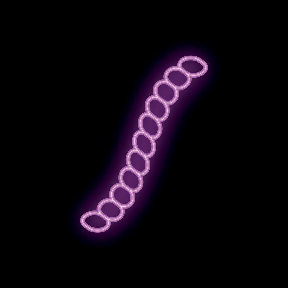 Purple neon sign showing a chain on black background vector
