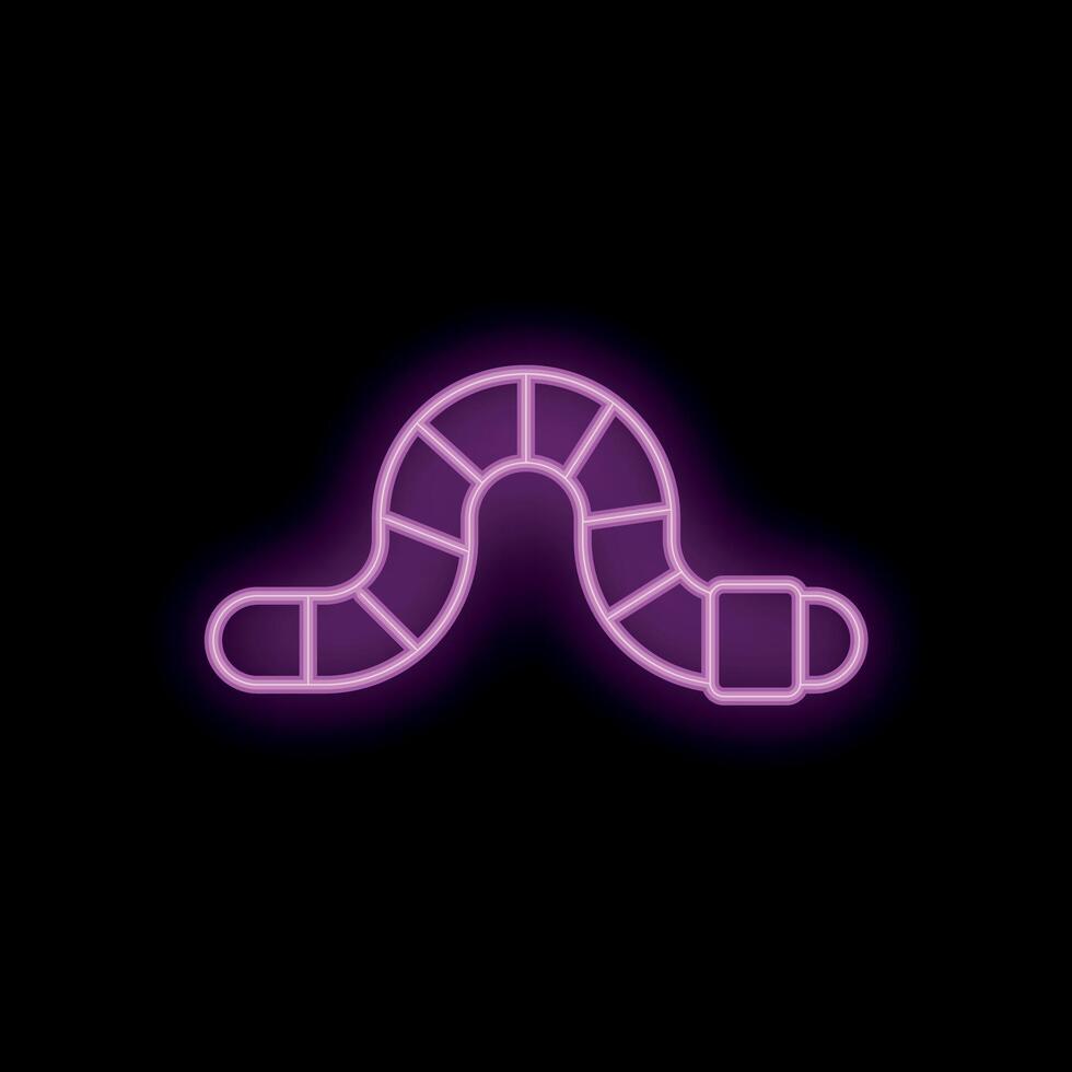 Neon worm crawling on black background vector