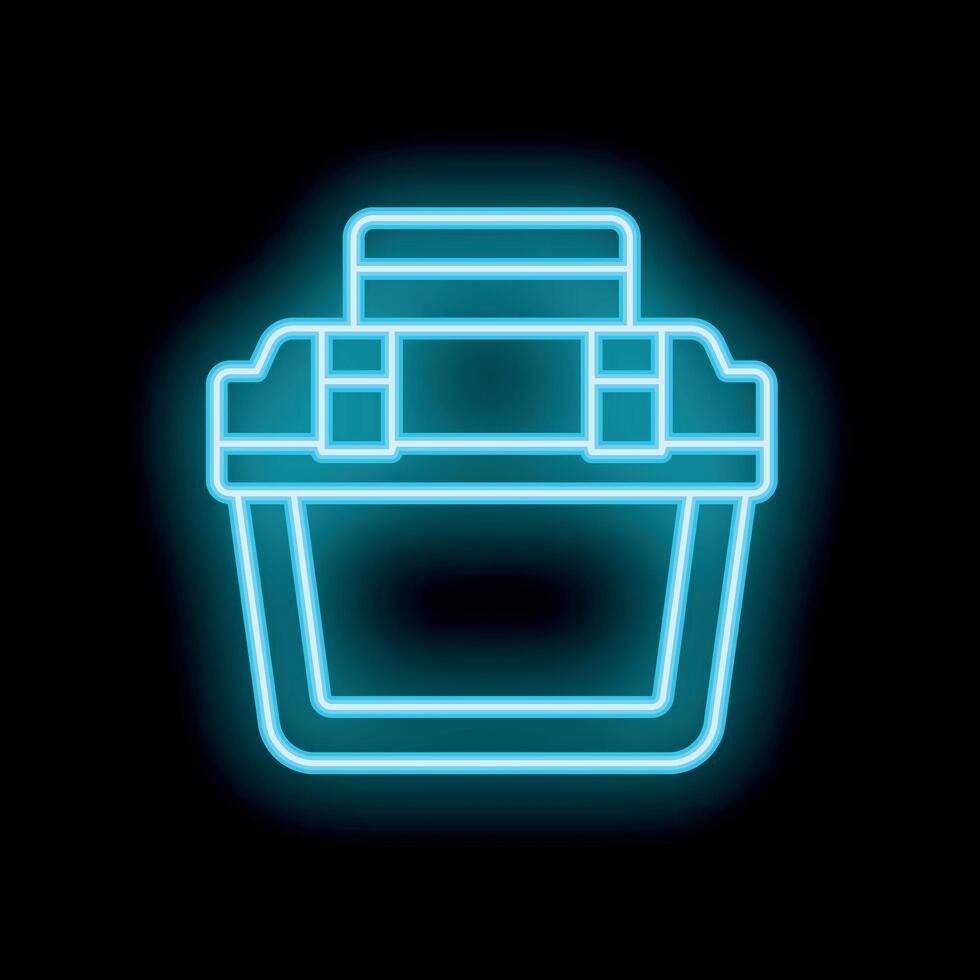 Neon sign of blue portable cooler keeping drinks cold vector