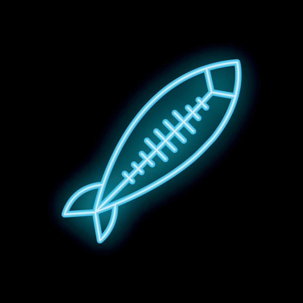 Neon fish bone shining on black background vector
