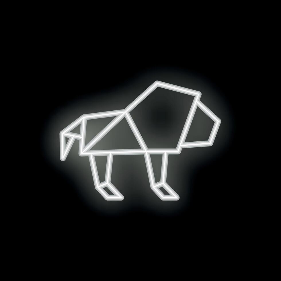 Neon geometric lion shining on black background vector