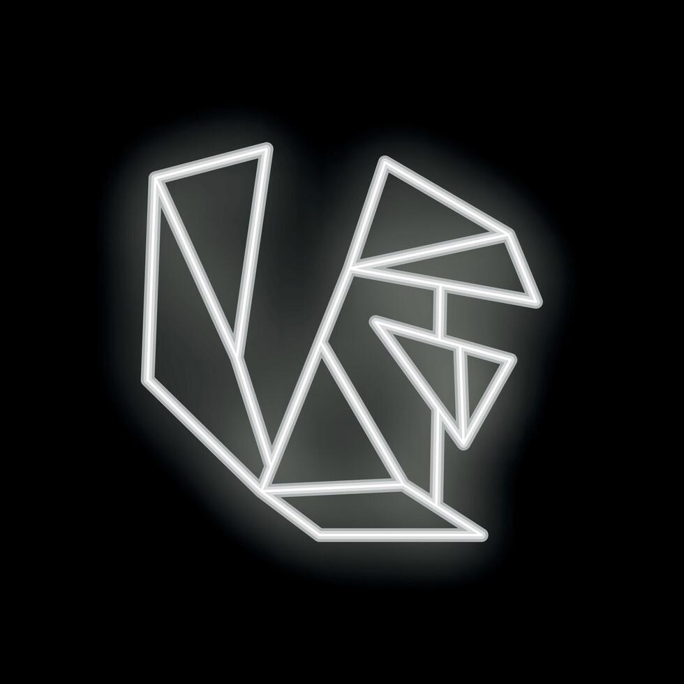 White neon geometric shape shining on a black background vector