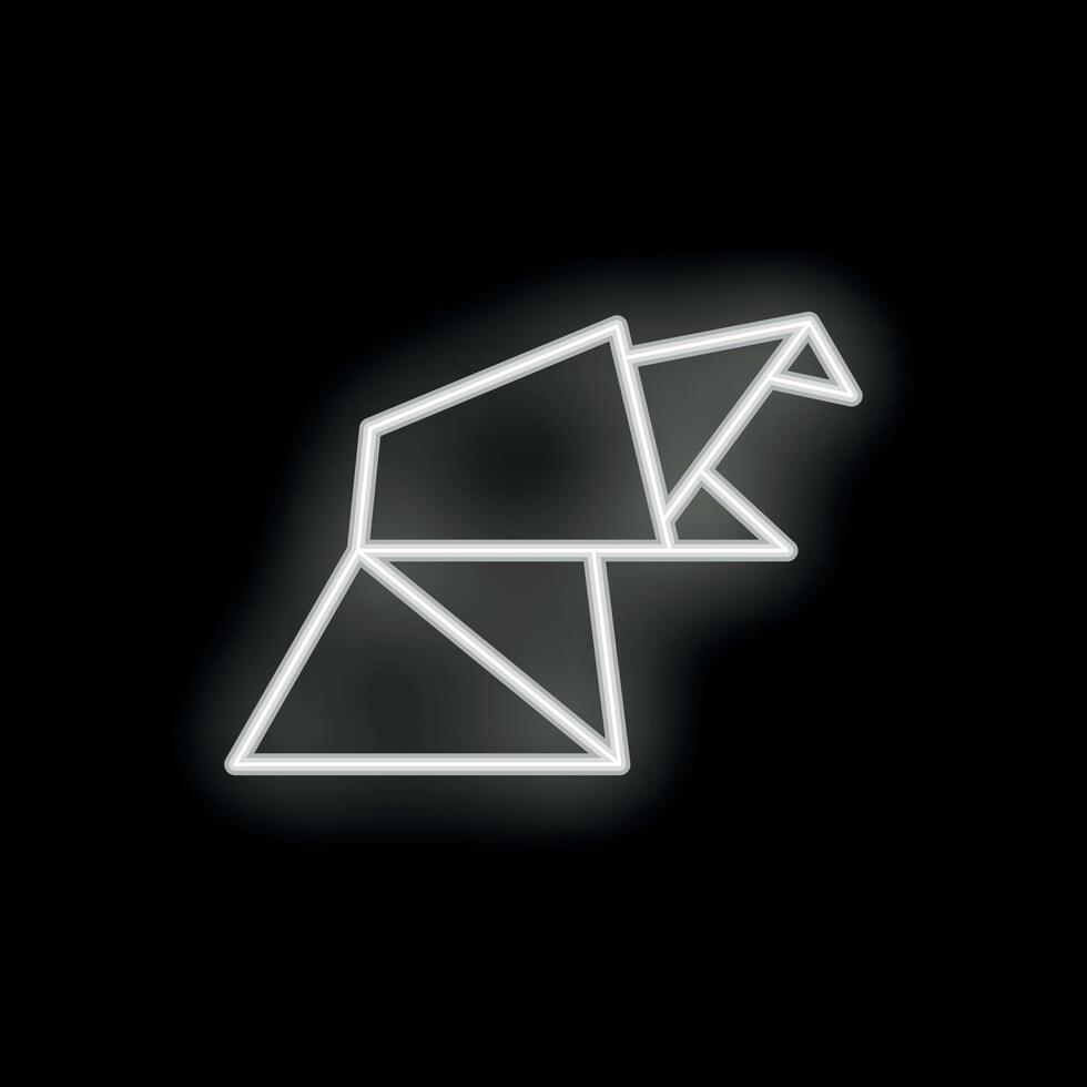 Neon sign showing abstract bird shape with triangle pattern vector