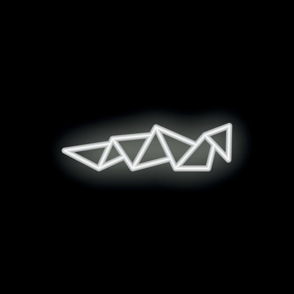 Neon sign made of triangles glowing on a black background vector