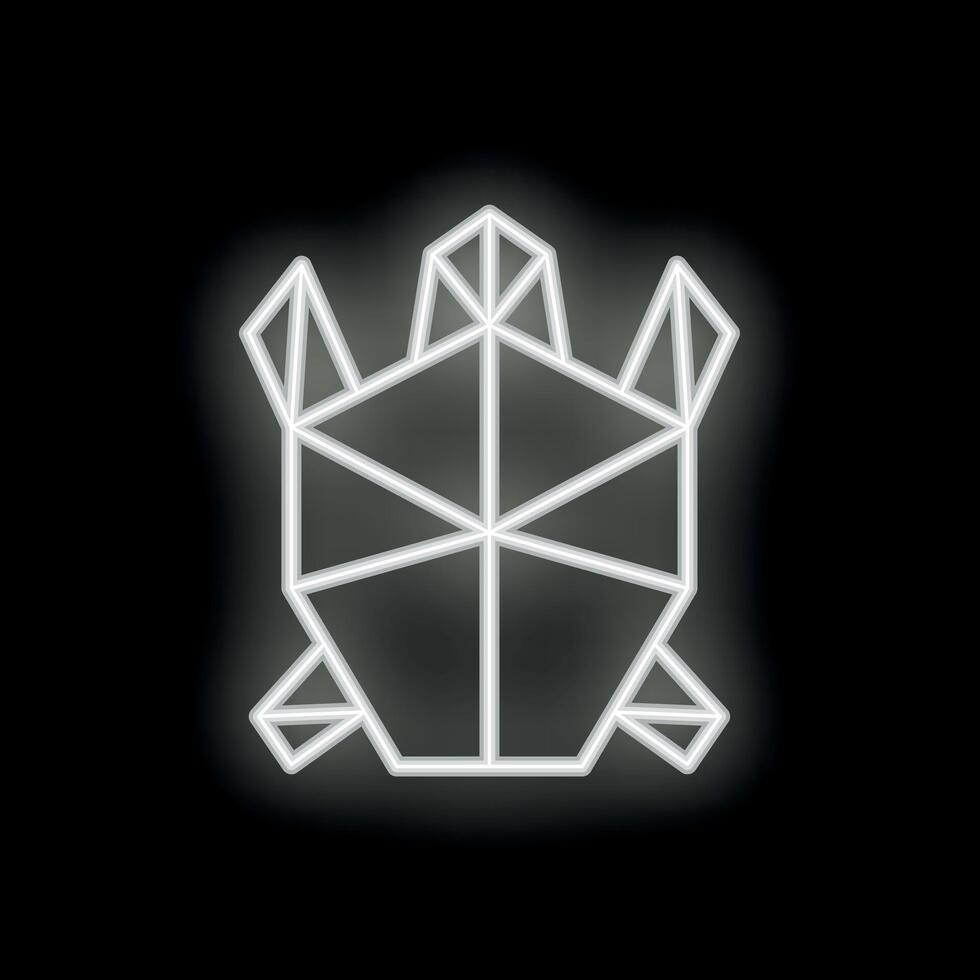White neon sign turtle showing geometric pattern on black background vector
