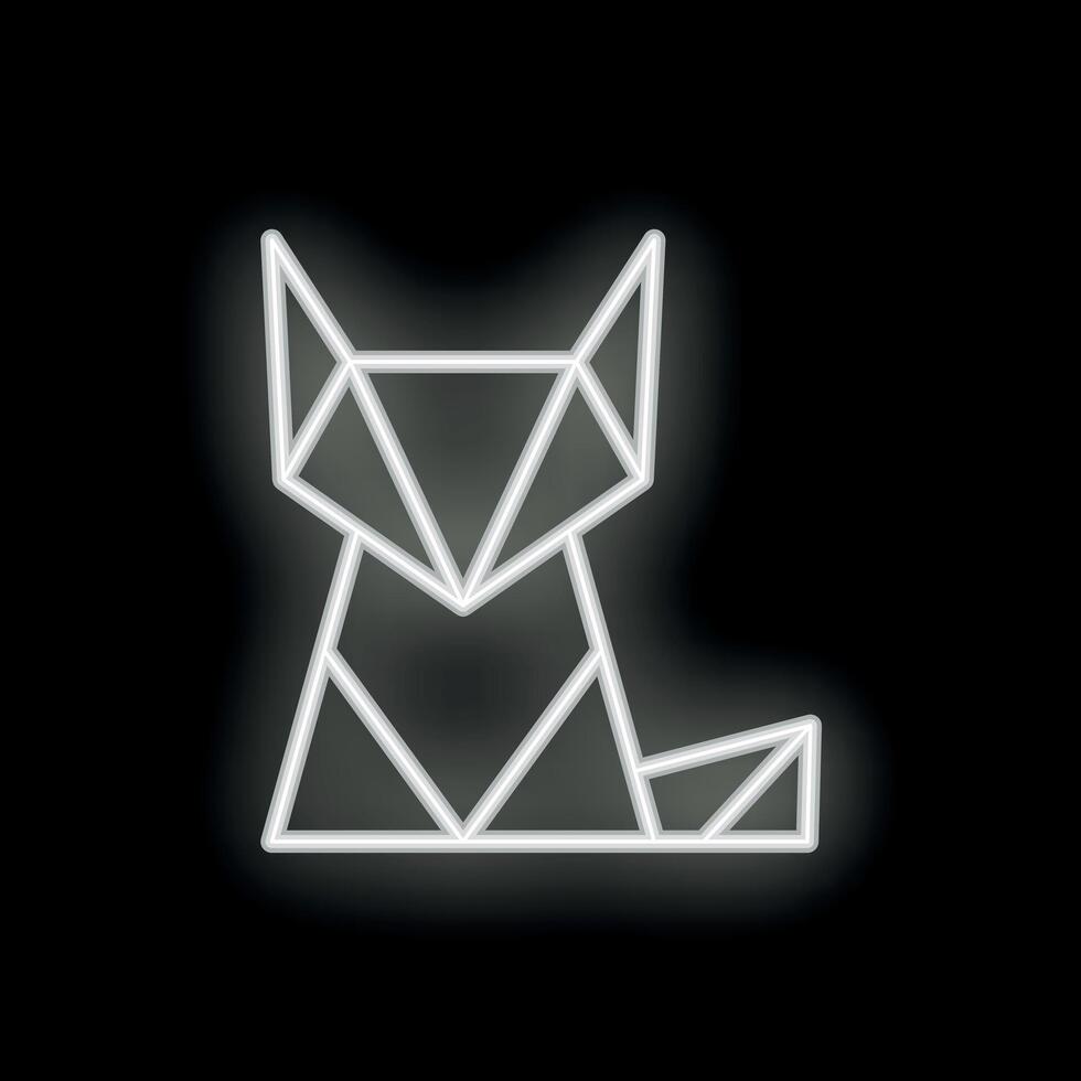 Neon geometric fox shining on black background vector