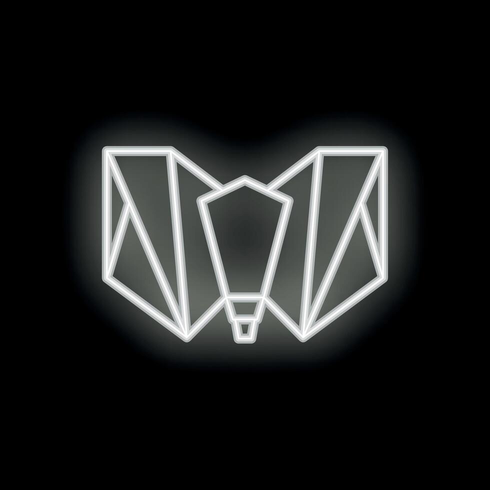 Neon light representing a moth flying towards lightbulb on black background vector