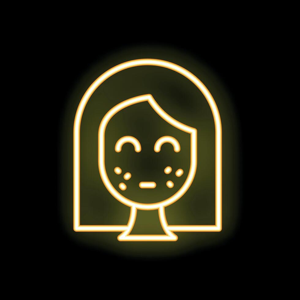 Neon woman face showing skin problems with acne and pimples vector