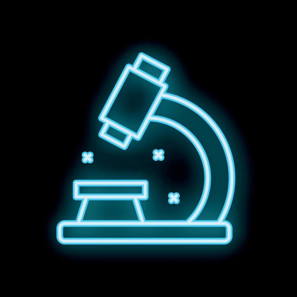 Blue neon microscope shining in the dark vector