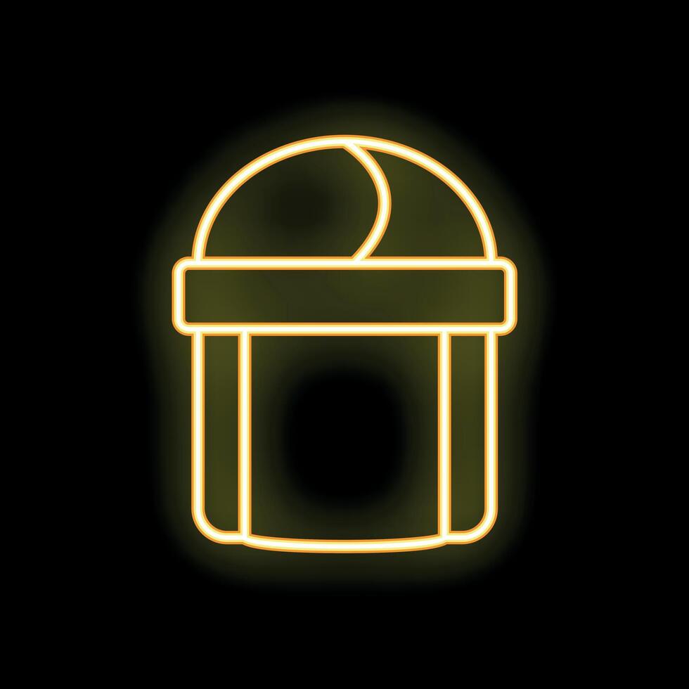Glowing neon icon of observatory dome for space exploration on black background vector