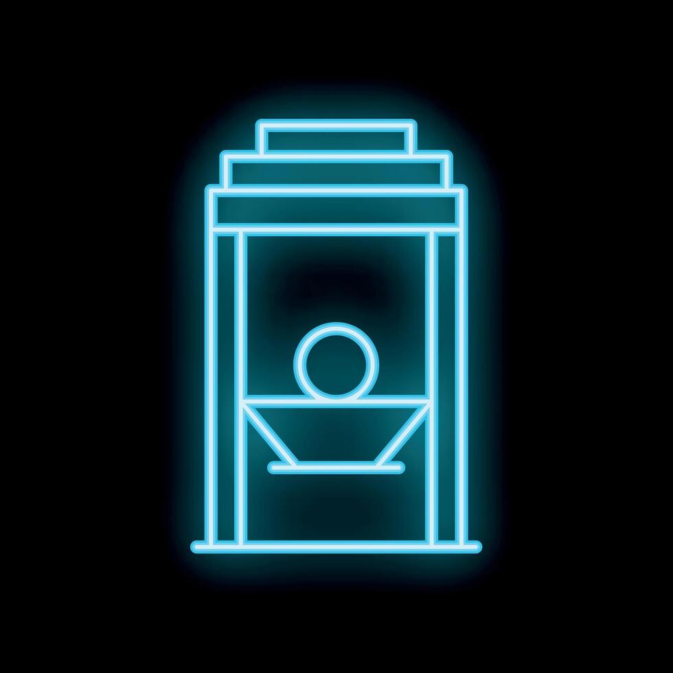 Neon guillotine icon glowing on dark background vector