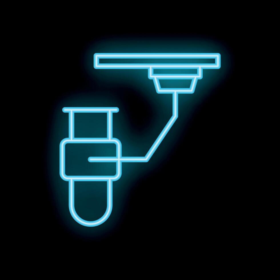 Blue neon icon of blood transfusion representing medical care vector