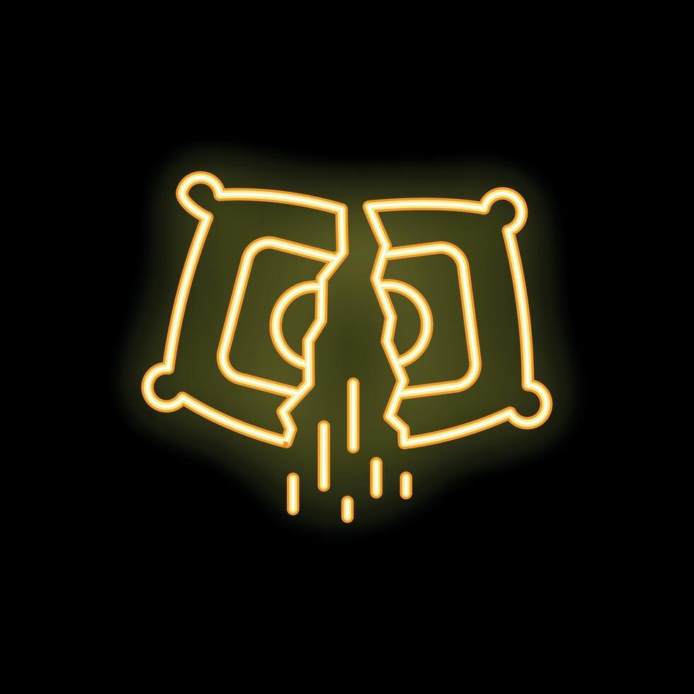 Neon sign of a broken pillow depicting insomnia vector