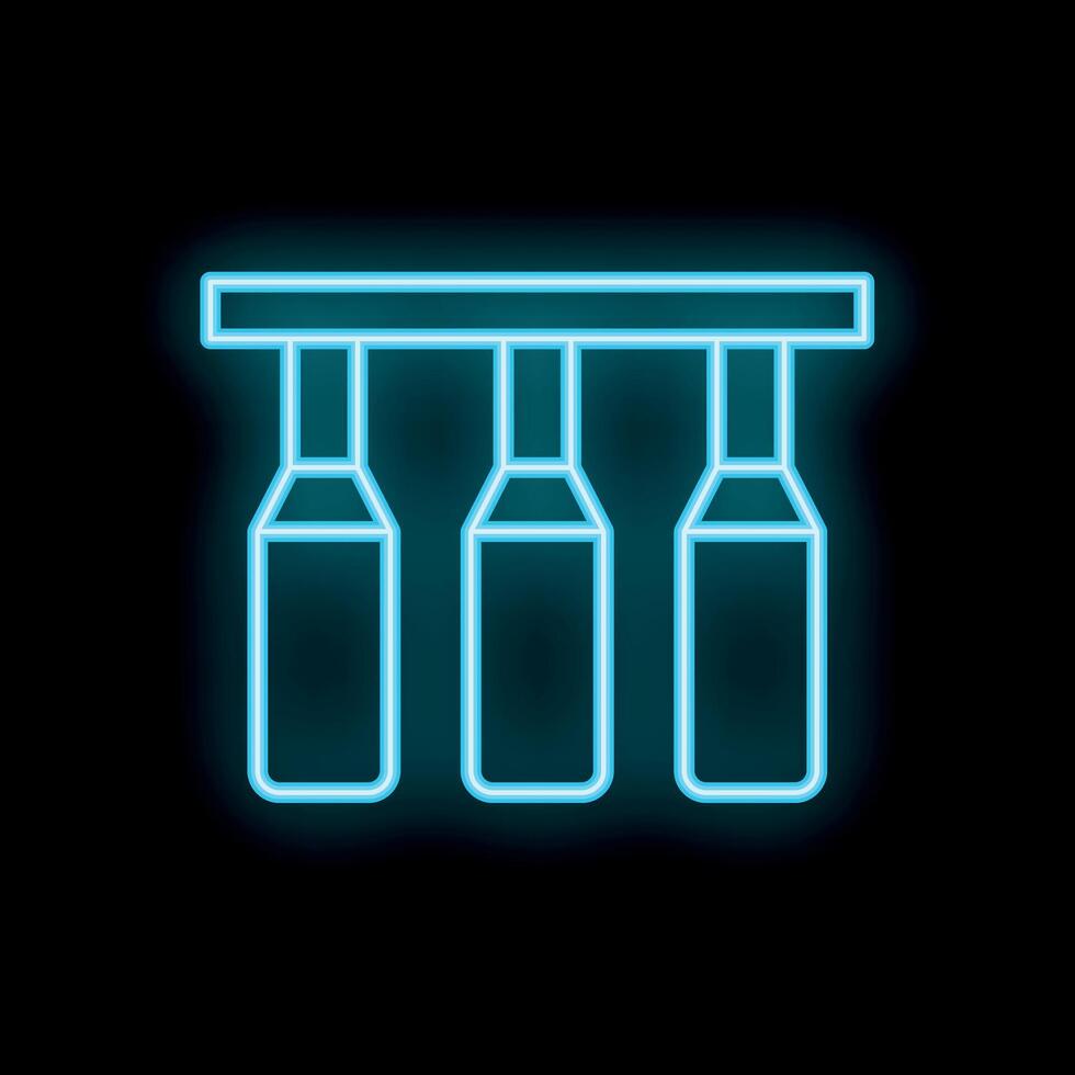 Neon sign showing three bottles hanging from a bar ceiling vector