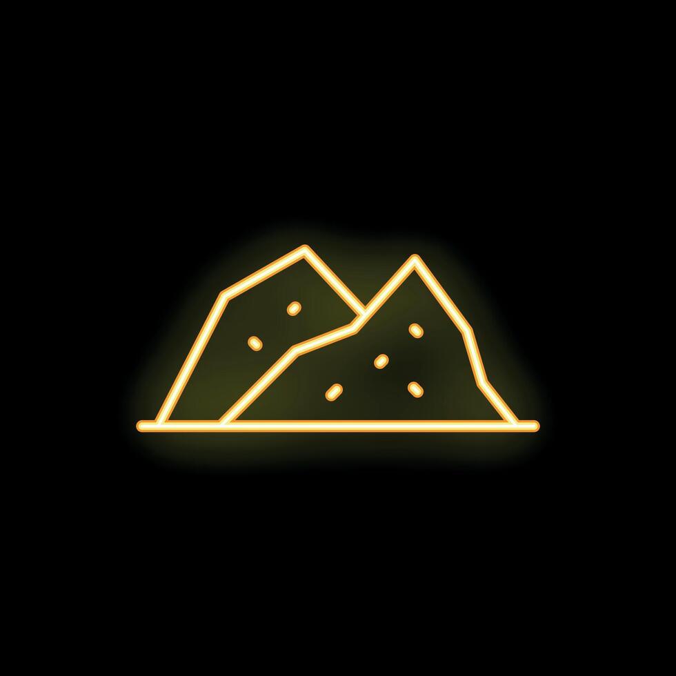Neon style icon of mountains of minerals representing mining industry vector