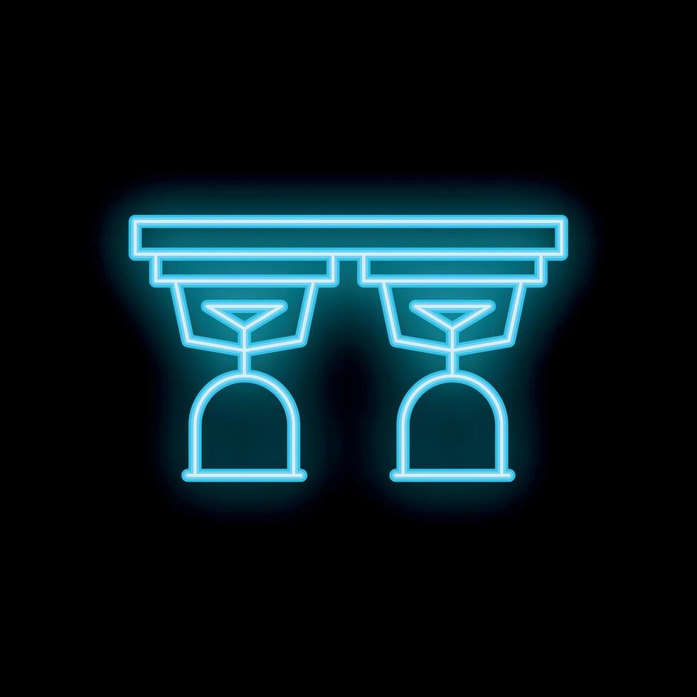 Neon fire sprinkler system icon glowing against dark backdrop vector