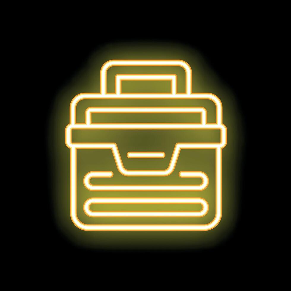 Glowing neon icon of toolbox for repairing and construction on black background vector