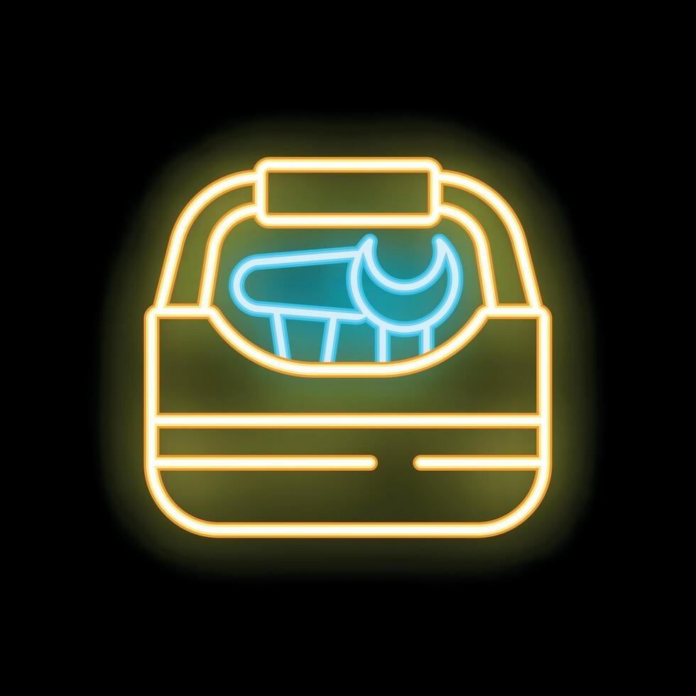 Neon toolbox icon glowing against a dark background vector