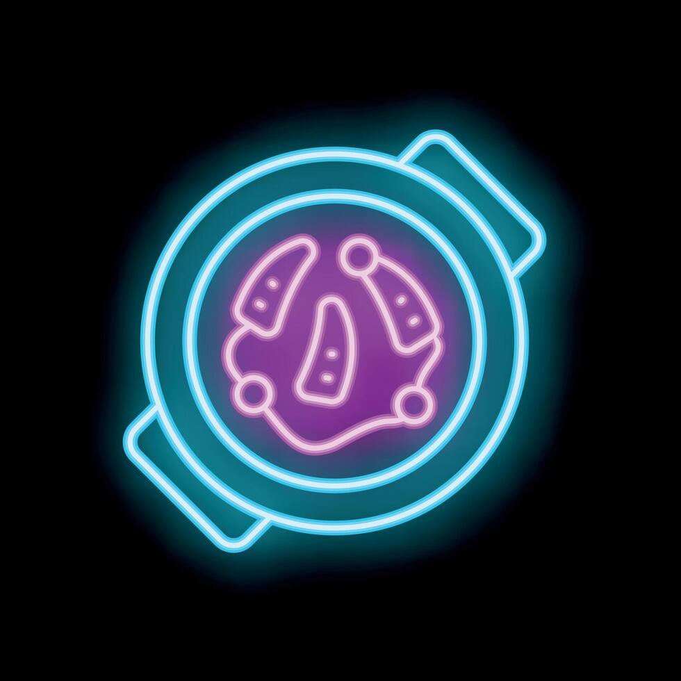 Neon sign of petri dish with growing bacteria for laboratory research vector