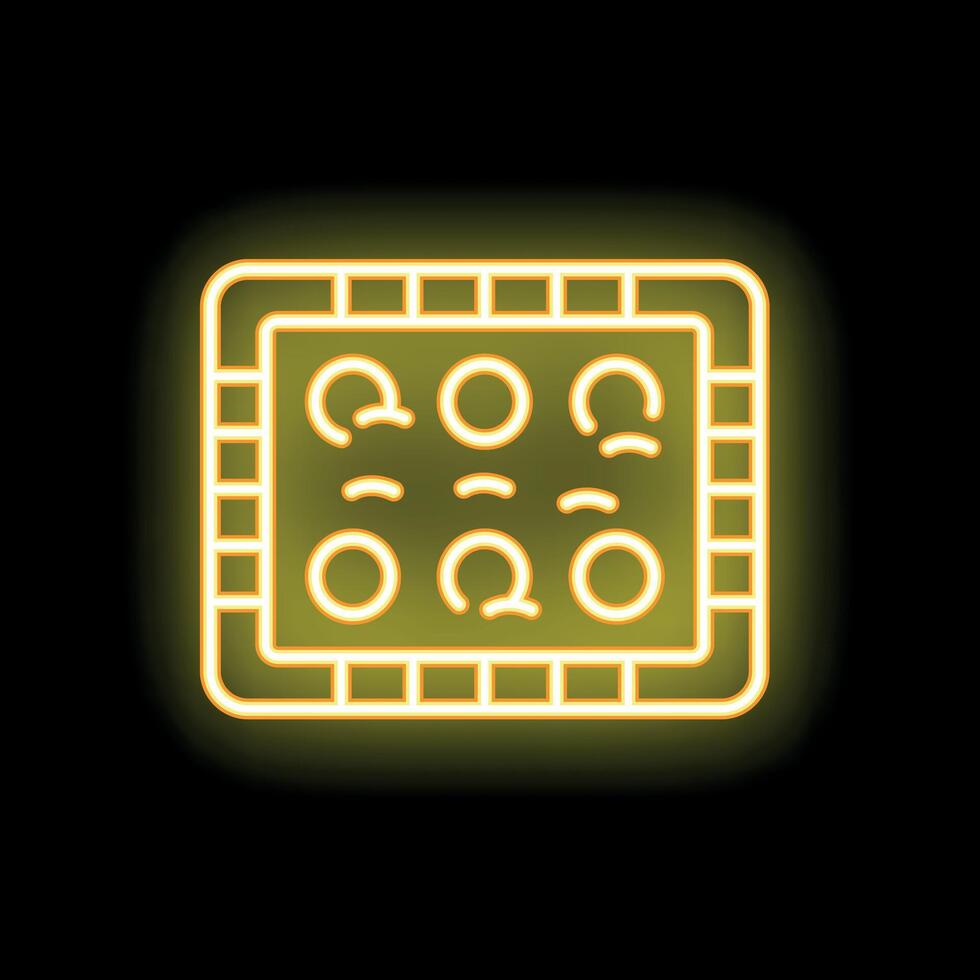 Neon icon of an empty stove top view glowing yellow vector