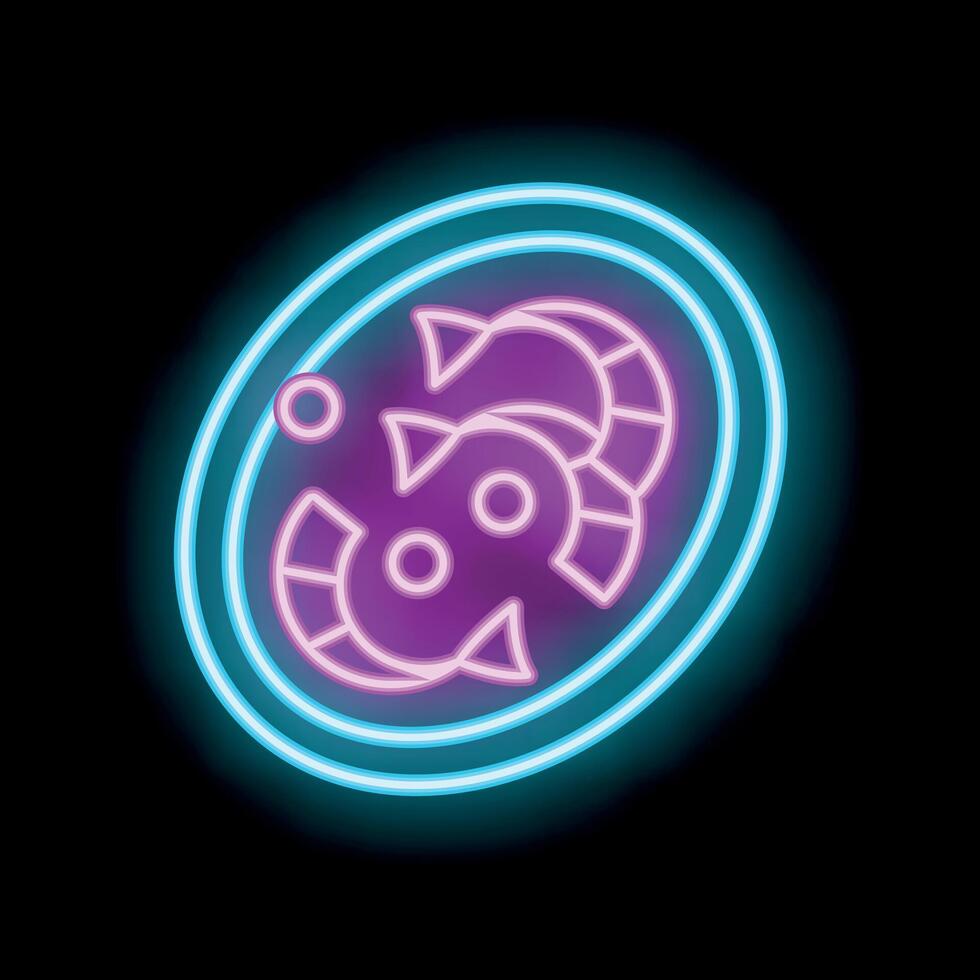 Neon icon of cell division showing chromosomes separating vector
