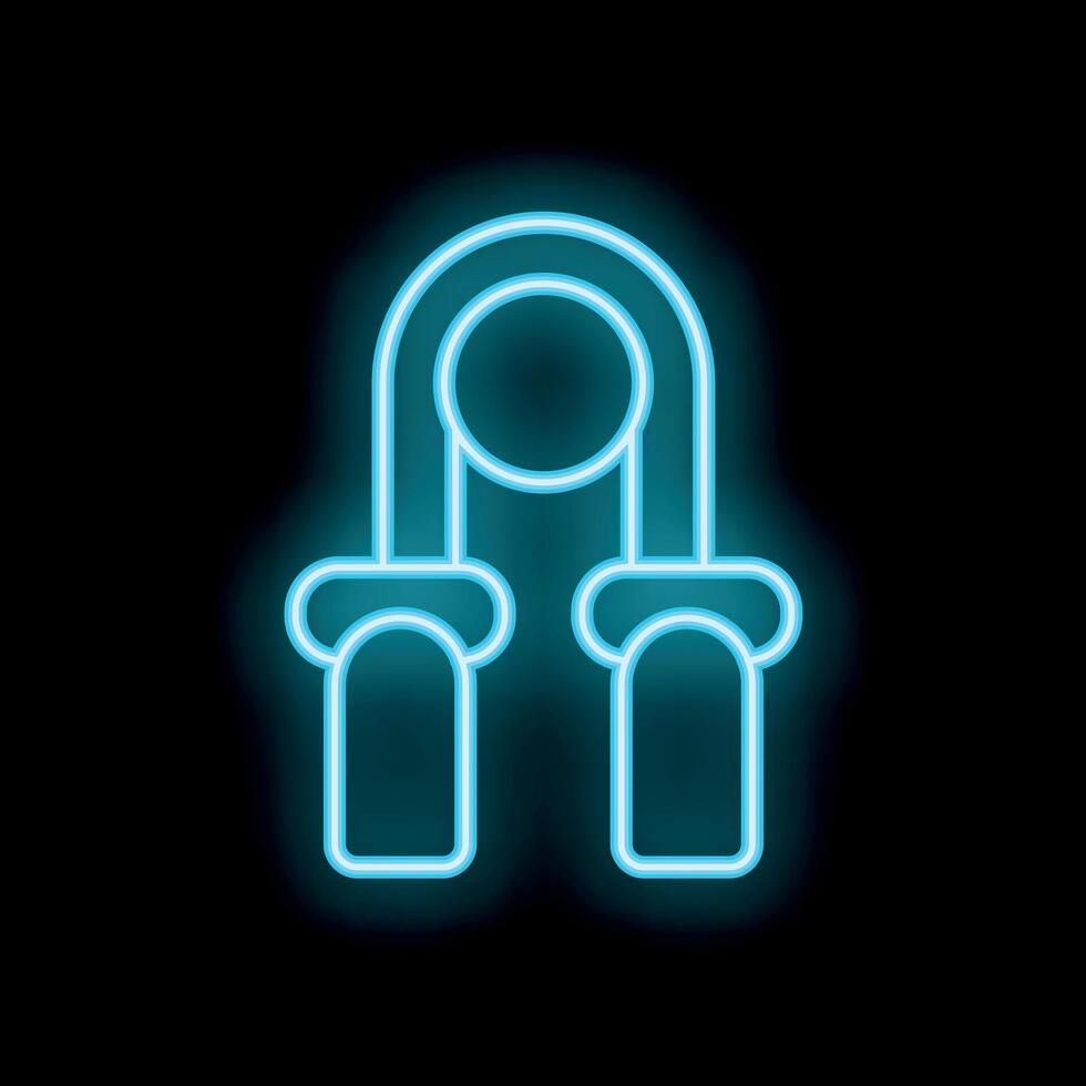 Neon icon of hand grip exerciser glowing on black background vector