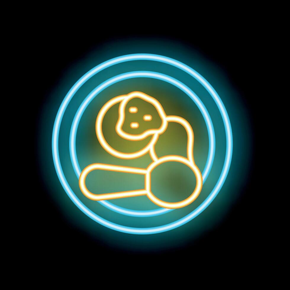 Neon sign showing mashed potatoes with spoon on plate vector