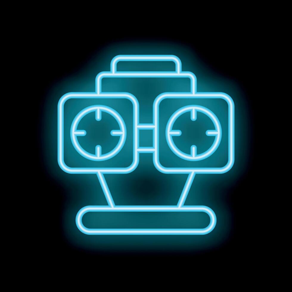Neon icon of studio lighting softboxes standing on tripod on black background vector