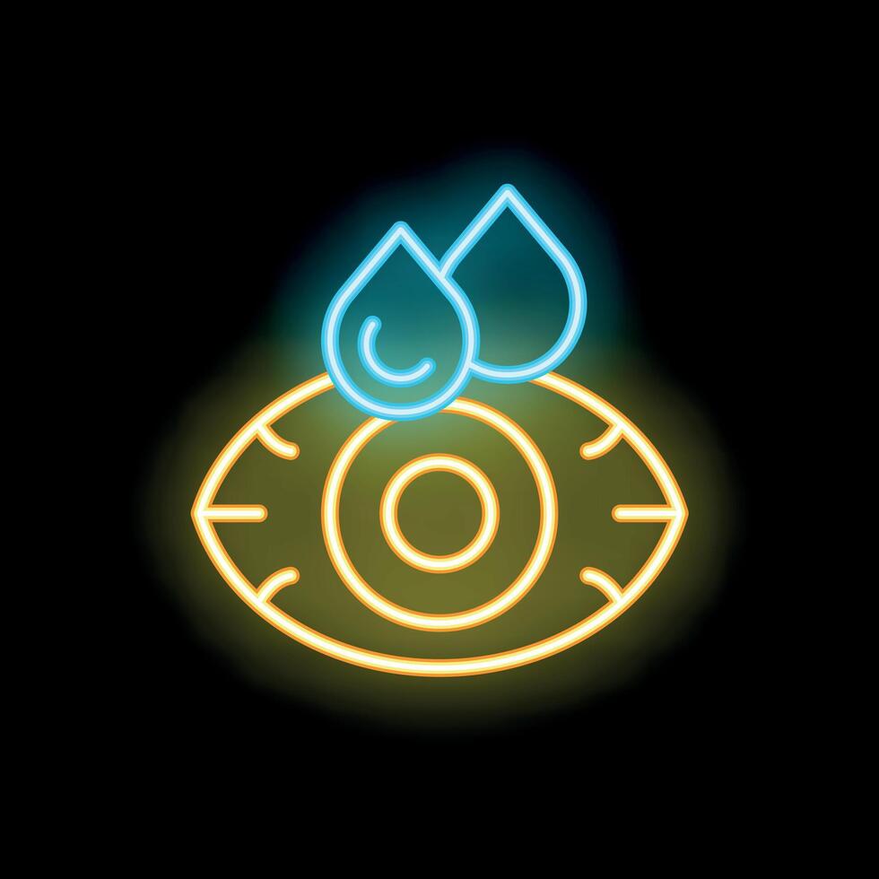Neon icon of an eye receiving eye drops vector