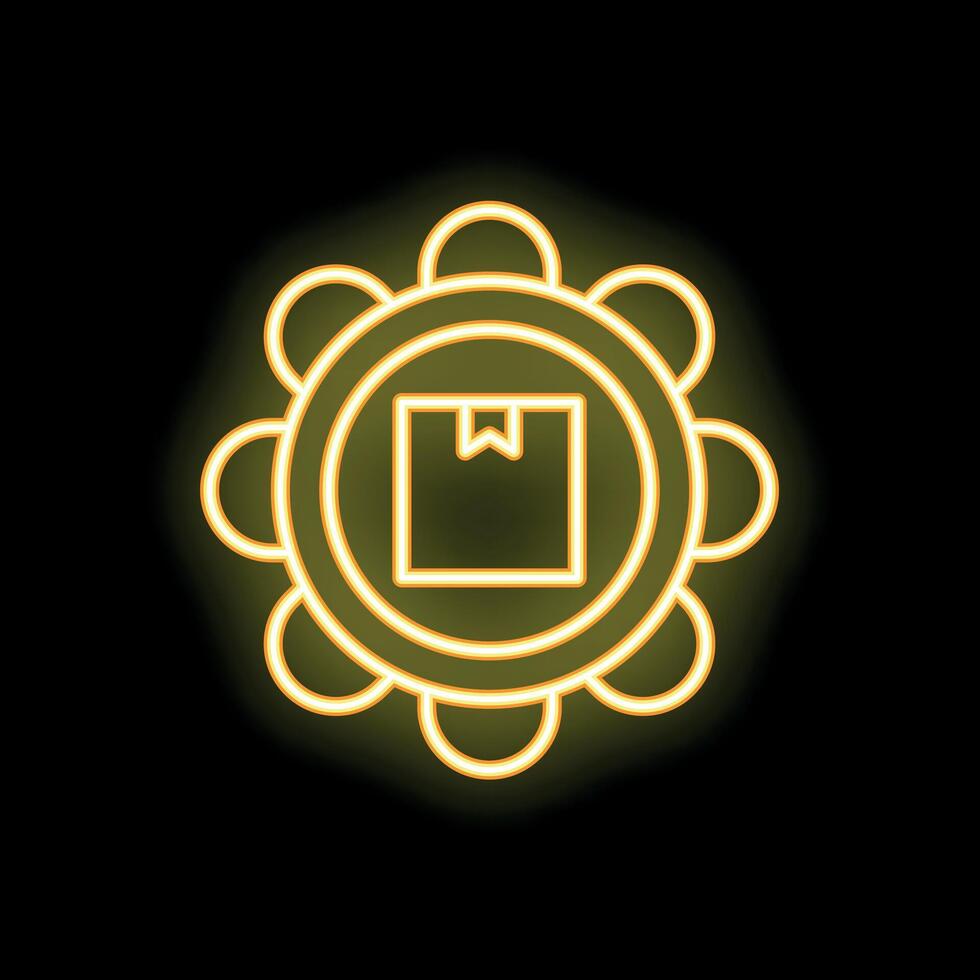 Neon yellow delivery award icon on black background vector